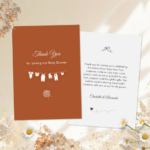 Minimalist Rust Gender Neutral Boho Baby Shower Thank You Card