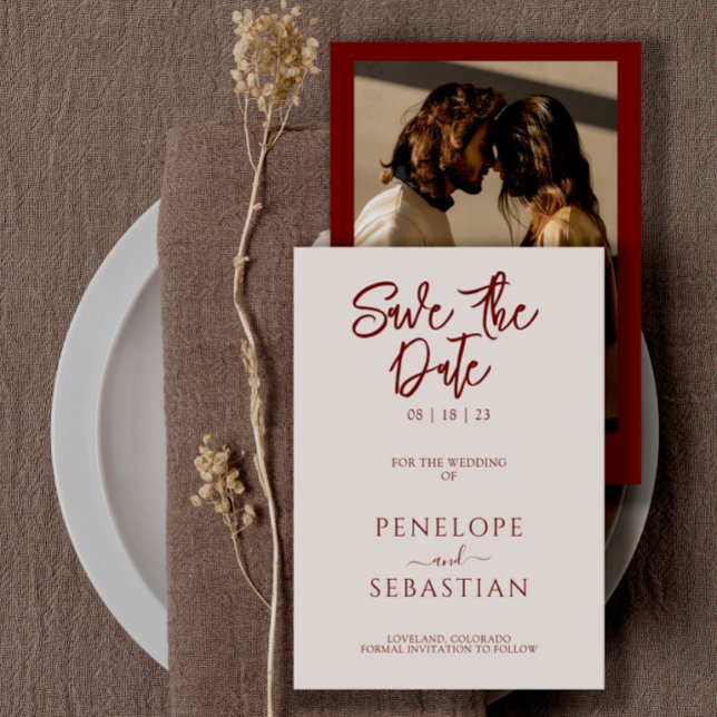 Minimalist Rust Terracotta Modern Photo Wedding Save The Date (Creator Uploaded)