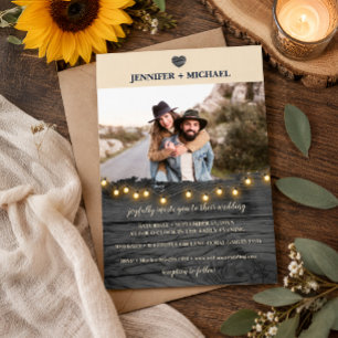 Minimalist Rustic Barn Wood Photo Wedding Invitation