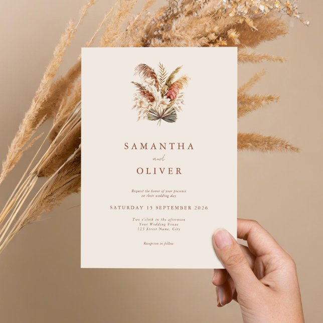 Minimalist Rustic Boho Floral Wedding Invitation (Creator Uploaded)