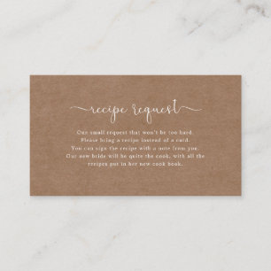 Minimalist Rustic Bridal Recipe Request Card