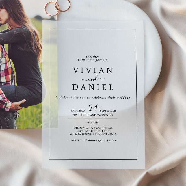 Minimalist Rustic Elegant Modern Simple Wedding Vellum Invitations (Minimalist Rustic Elegant Modern Simple Wedding Vellum Invitations)