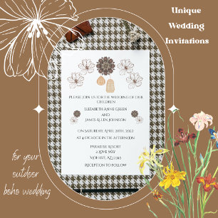Minimalist Rustic Floral Boho Wedding Invitation