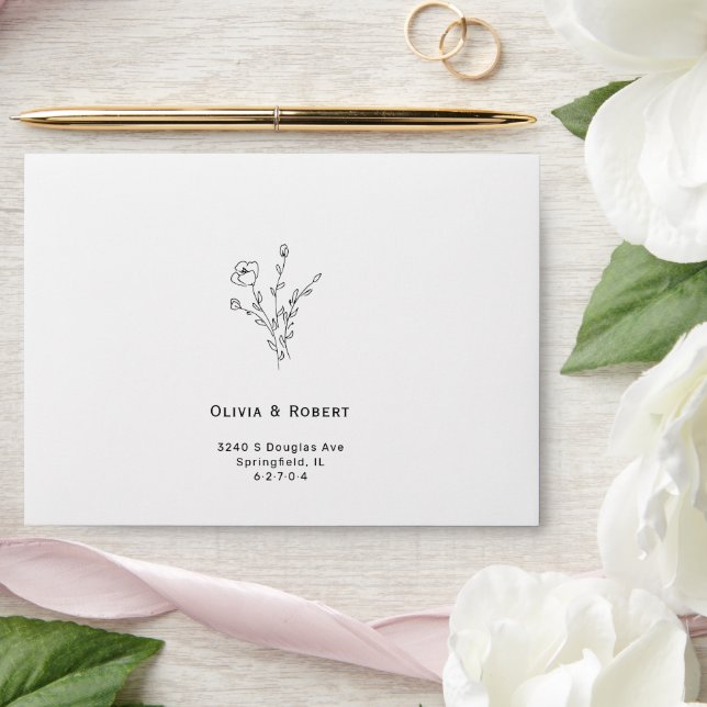 Minimalist Rustic Floral Custom Wedding Envelope (Wedding)