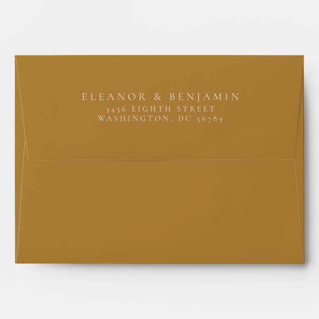 Minimalist Rustic Floral Mustard Yellow Wedding Envelope (Back (Top Flap))