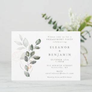 Minimalist Rustic Gold Greenery Engagement Party Invitation