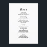 Minimalist Rustic Gothic Elegant Wedding Dinner  Menu<br><div class="desc">Feel free to customise and personalise this minimalist rustic gothic elegant old english wedding dinner menu. Edit options are available.</div>