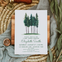 Minimalist Rustic Green Trees Baby Shower