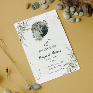 Minimalist Rustic Greenery Anniversary Photo Invitation