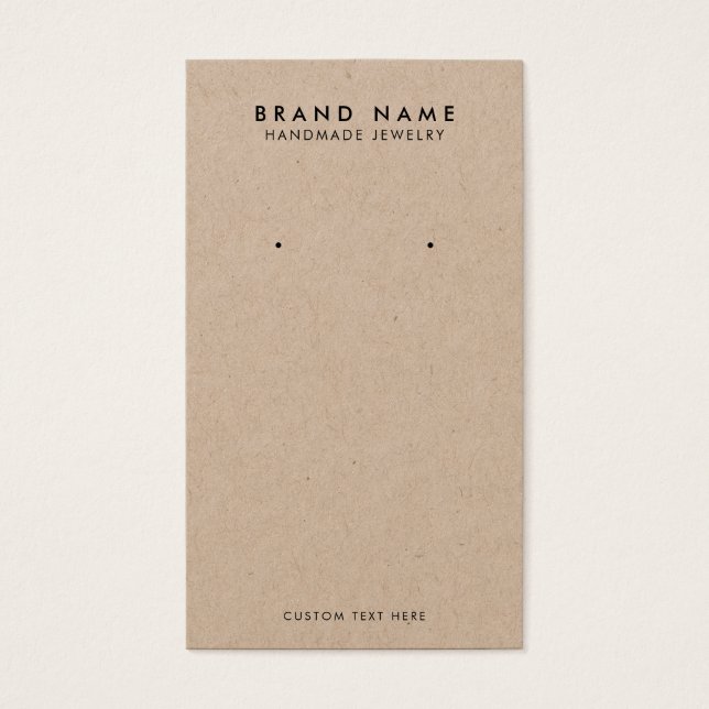 Minimalist Rustic Kraft Earring Display Card (Front)