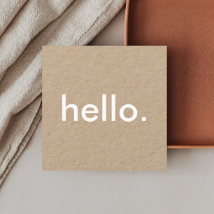 Minimalist Rustic Kraft Hello Square Business Card