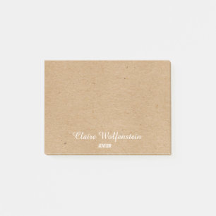 Minimalist Rustic Kraft Script Personalised Post-it Notes