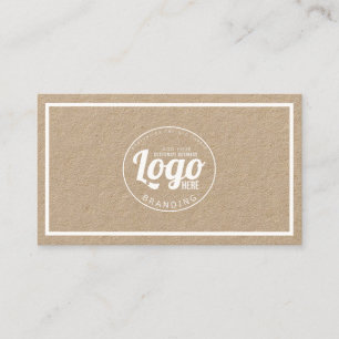 Minimalist Rustic Kraft White Border Logo Business Card