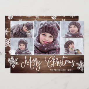 Minimalist Rustic Merry Christmas 5 PHOTOS Holiday Card