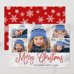 Minimalist Rustic Merry Christmas 5 PHOTOS Holiday Card