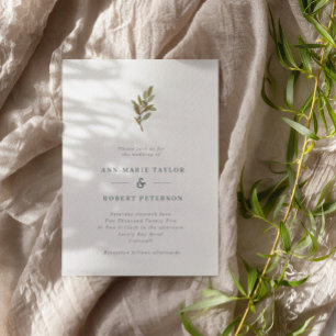 Minimalist Rustic Olive Branch Wedding Invitation