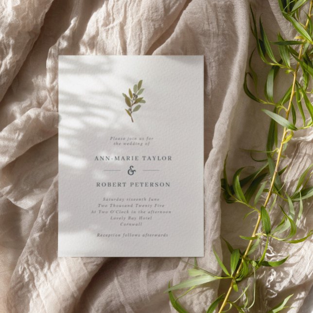 Minimalist Rustic Olive Branch Wedding Invitation (Creator Uploaded)