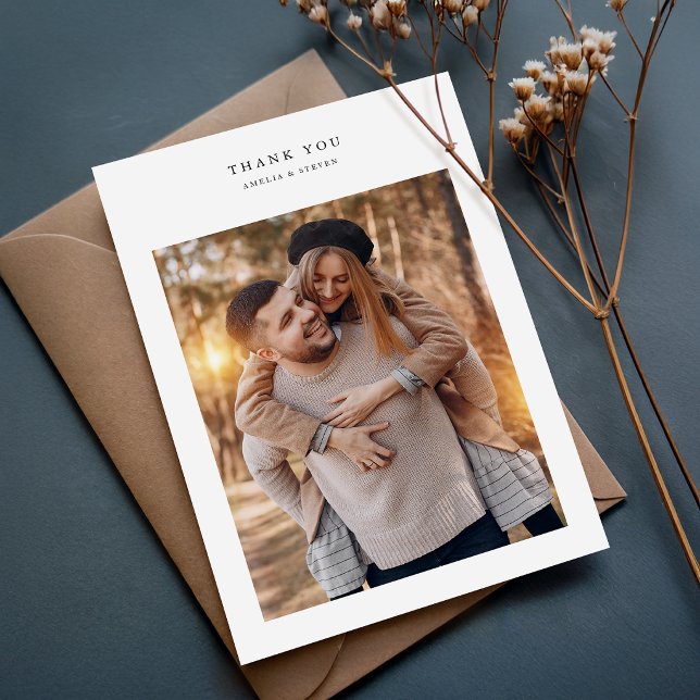 Minimalist Rustic Photo Wedding Thank You Card (Creator Uploaded)
