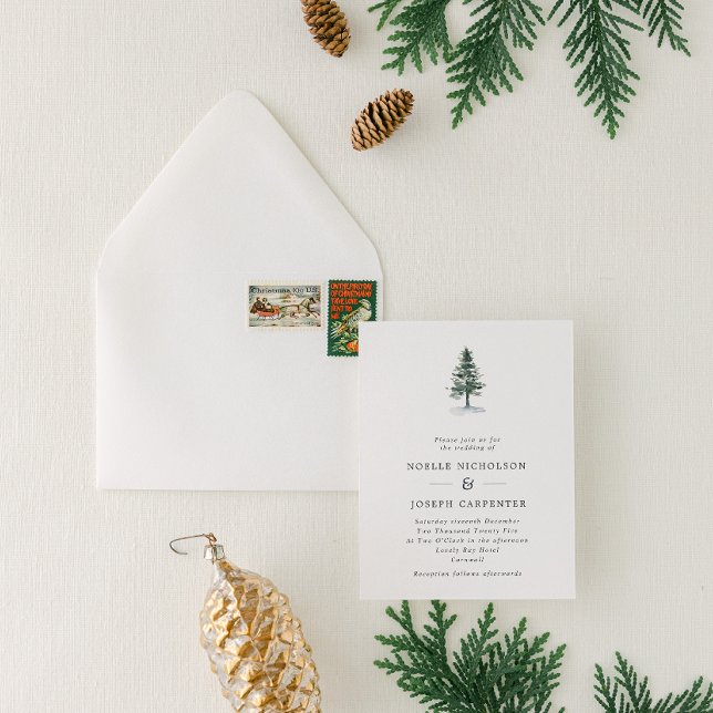 Minimalist Rustic Pine Tree Wedding Invitation (Creator Uploaded)