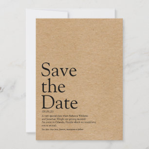 Minimalist Rustic Save the Date Definition Invitation