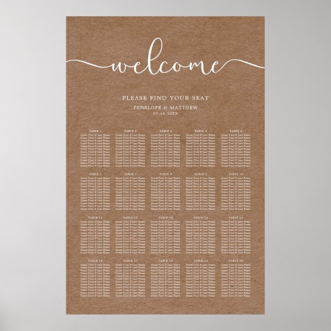 Minimalist Rustic Seating Chart (Front)