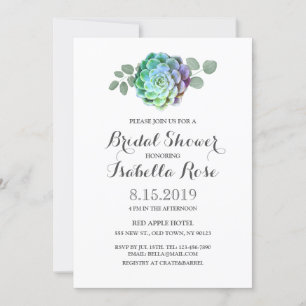 Minimalist Rustic Succulent Bridal Shower Cards