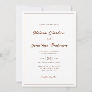 Minimalist Rustic Terracotta Border Script Wedding Invitation