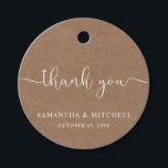 Minimalist Rustic Thank You Favour Tags<br><div class="desc">Designed to coordinate with our Minimalist Rustic Collection, this customisable thank you favour tag features a white classic font on a kraft effect background. This is a simple and minimalist rustic collection, very versatile and suitable for any wedding season. For more advanced customisation of this design, e.g. changing layout, font...</div>