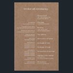 Minimalist Rustic Wedding Ceremony Program<br><div class="desc">Designed to coordinate with our Minimalist Rustic Collection, this customisable wedding ceremony program card features a white classic font on a kraft effect background. This is a simple and minimalist rustic collection, very versatile and suitable for any wedding season. For more advanced customisation of this design, e.g. changing layout, font...</div>