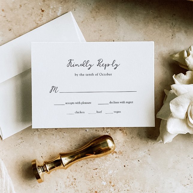 Minimalist Rustic Wedding | Meal Choice RSVP Card (Creator Uploaded)