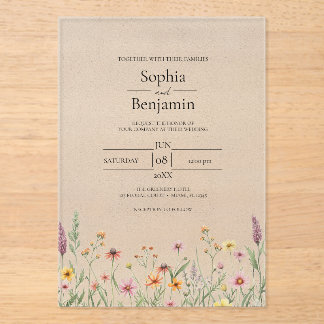 Minimalist Rustic Wildflower Wedding Invitation