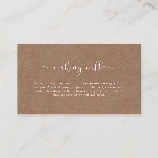 Minimalist Rustic Wishing Well Enclosure Card (Front)