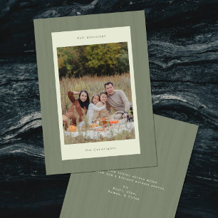 Minimalist Rustic Woodgrain Photo Fall Blessings Holiday Card