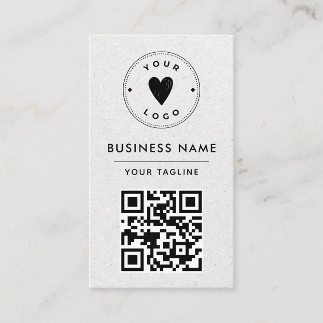 Minimalist Rusty Kraft Add Your Own Logo Qr Code B Business Card (Front)