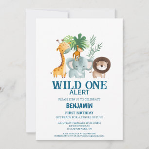 Minimalist Safari Wild One Birthday Invitation