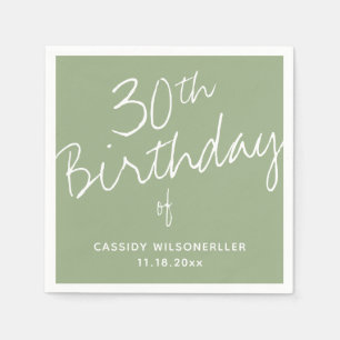 Minimalist Sage 30th Birthday Napkin