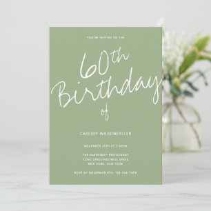 Minimalist Sage 60th Birthday Invitation