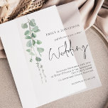 Minimalist Sage Eucalyptus Leaves Wedding Vellum Invitations<br><div class="desc">Minimalist Sage Eucalyptus Leaves Wedding. Wedding is in stylish modern set script and the rest of the words you can easily personalise. Vellum translucent overlays offer a refined and modern design that can be layered over a background card for an extra special touch. Perfectly versatile, these overlays pair beautifully with...</div>