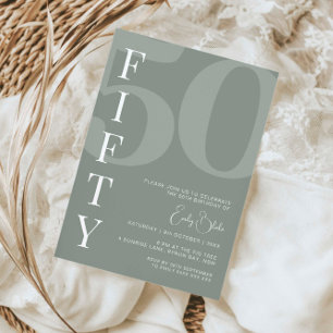 Minimalist Sage Fifty 50th Birthday Party Invitation