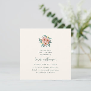Minimalist Sage Floral Elegant Garden Baby Shower Invitation