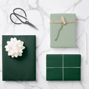 Minimalist Sage Forest Dark Green Solid Colours Wrapping Paper Sheet