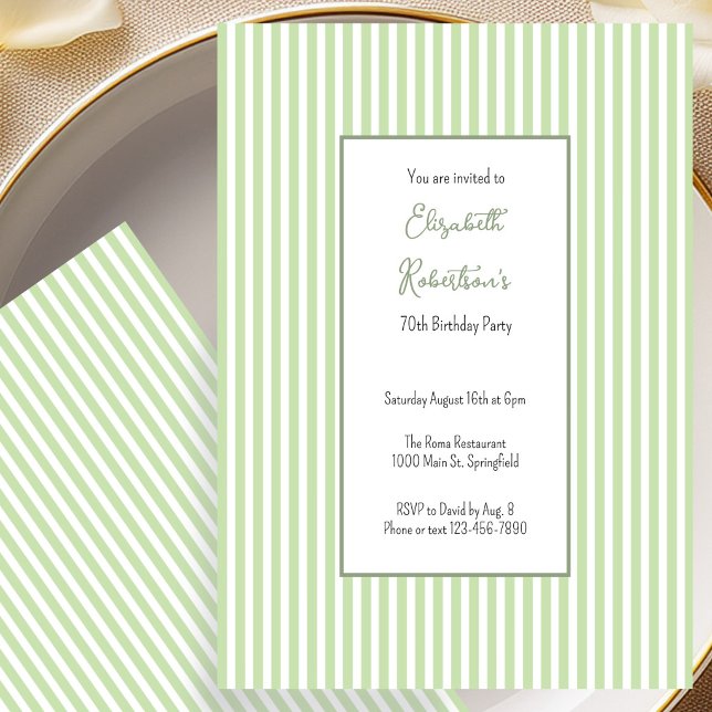 Minimalist Sage Green 70th Birthday Invitation (Creator Uploaded)