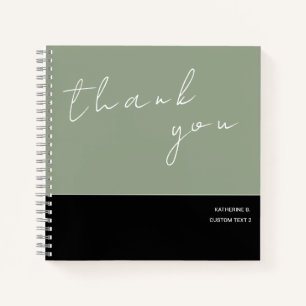 MINIMALIST SAGE GREEN AND BLACK THANK YOU JOURNAL