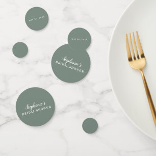 Minimalist Sage Green and White Bridal Shower      Confetti