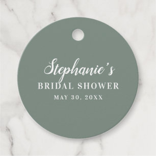 Minimalist Sage Green and White Bridal Shower Favour Tags