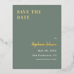 Minimalist Sage Green and White Bridal Shower Foil Holiday Postcard