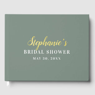 Minimalist Sage Green and White Bridal Shower      Guest Book