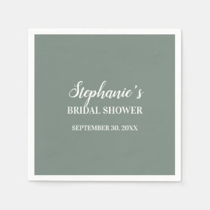 Minimalist Sage Green and White Bridal Shower      Napkin
