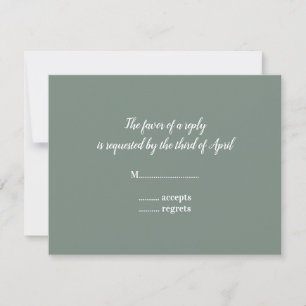 Minimalist Sage Green and White Bridal Shower RSVP Card