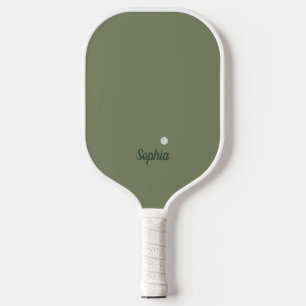 Minimalist Sage Green and White Modern Monogram Pickleball Paddle